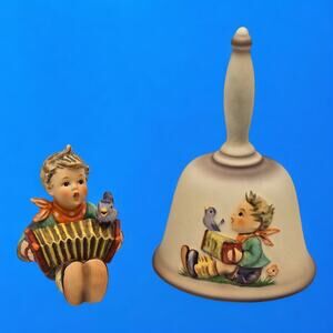 #110 Hummel TMK-5 Let's Sing Boy Figurine & 1st Ed. 1978 bas-relief Goebel Bell